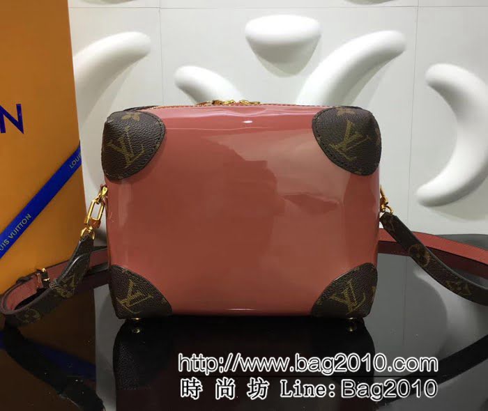 路易威登LV頂級原單2018新款Venice漆光皮革手袋 旅行箱M54390玫瑰紅 YDH1079